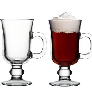 Irish Coffee Mugs Set of 2, Glass Hot Chocolate Mugs with Handle